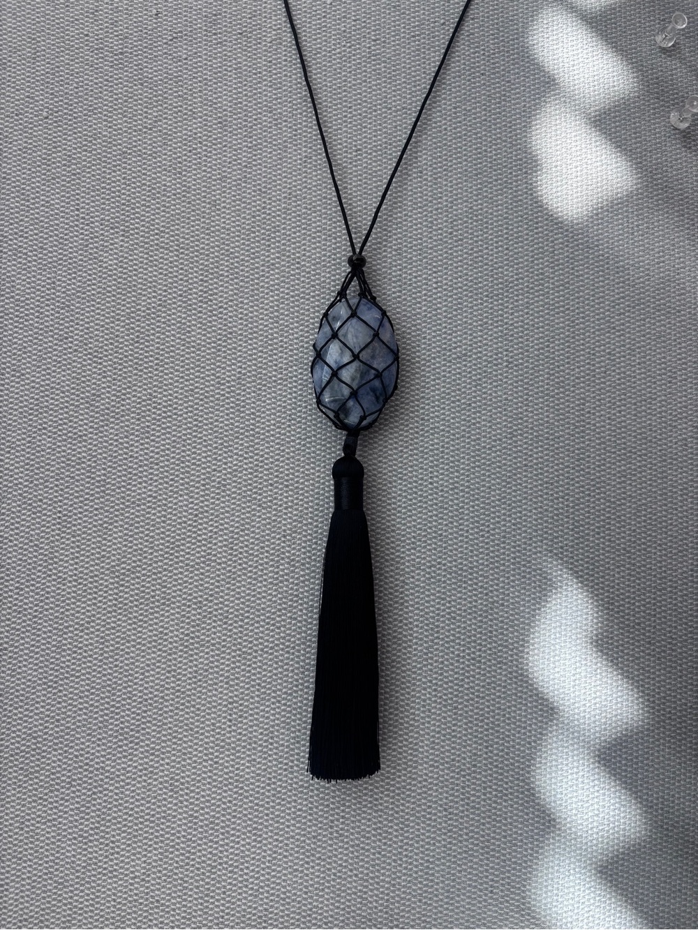 Bean design Tassel Necklace of Blue Aventurine Stone